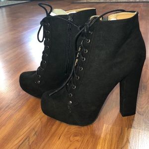 Brand new black lace up booties
